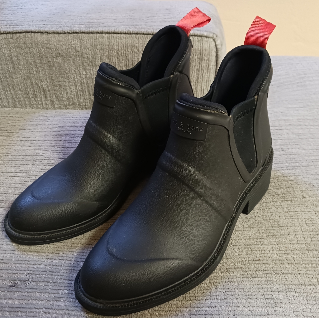 Rag & Bone Rubber Waterproof Booties Black Chelsea Rainboots Boots 36